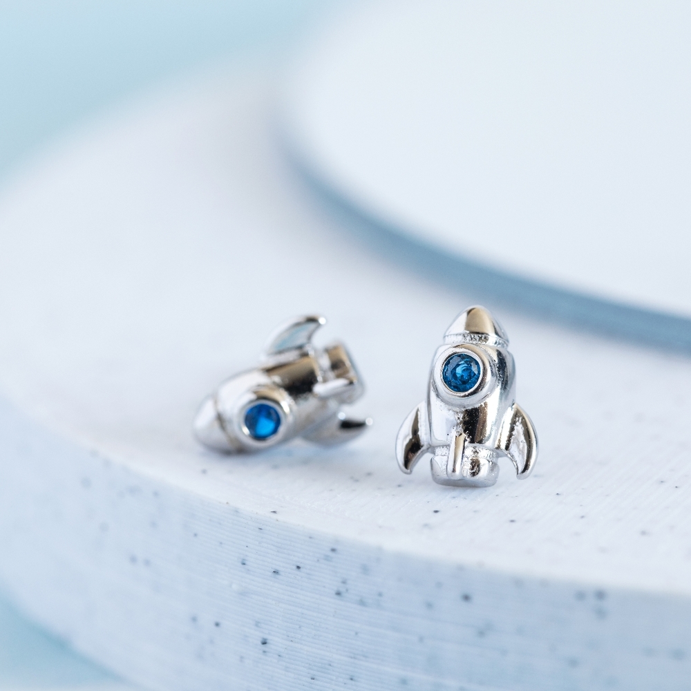 Silver Rocketship Studs (S925) - Only 2 left! - Picture 2 of 8